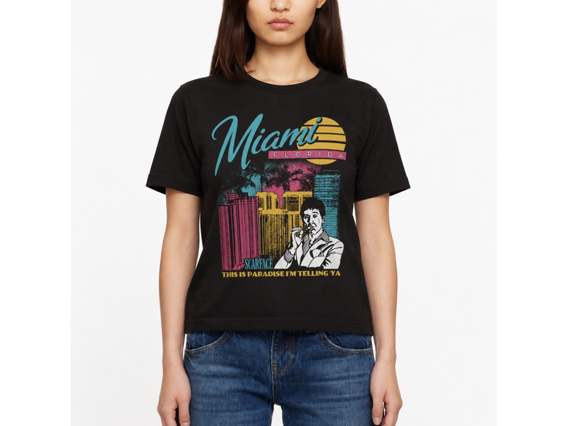 Rockinstone Scarface Movie Miami Florida Black Adult T-shirt Size:m