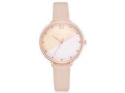 Relógio Feminino Casual Estilo Analógico Pulseira Pu Dourado Dial Redondo Quartzo