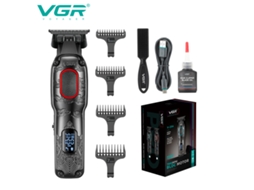 (vermelho) Máquina De Cortar Cabelo Elétrica Com Visor Digital Lcd, Recarregável E Com Função De Gravação