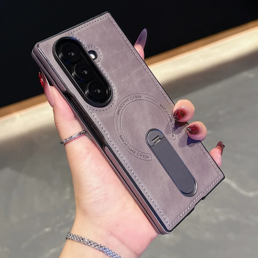 (cinza, Galaxy Z Fold6) Capa Protetora Com Suporte Magnético Invisível, Resistente A Impactos E Com Carregamento Sem Fio.