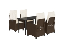 Conjunto de 5 Jantar para Jardim com Almofadões Vime Pe Castanho MAISON EXCLUSIVE