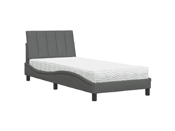 Cama com Colchão Hanko 90x190 Cm Tecido Cinzento MAISON EXCLUSIVE