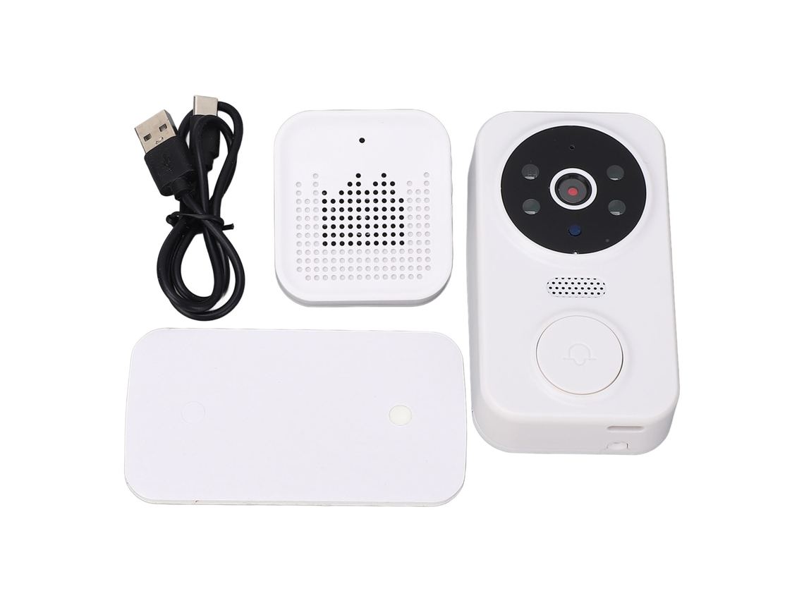 Timbre De Porta Sem Fio Com Vídeo 480p Hd Interfone Visão Noturna Bateria Integrada Smart Tuya Para Segurança Residencial M8 Branco