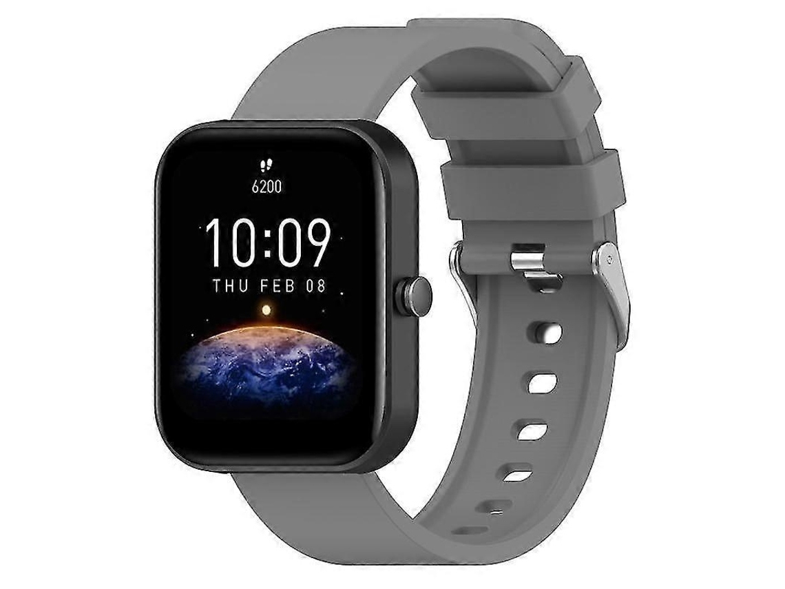 Pulseira De Silicone Para Relógio Huami Amazfit Bip3, Fivela De Aço Inoxidável Prateada. Olysi Shop