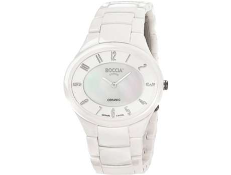 BOCCIA Branco Cerâmica Uhr Titanium 3216-01 Relógio para Mulher