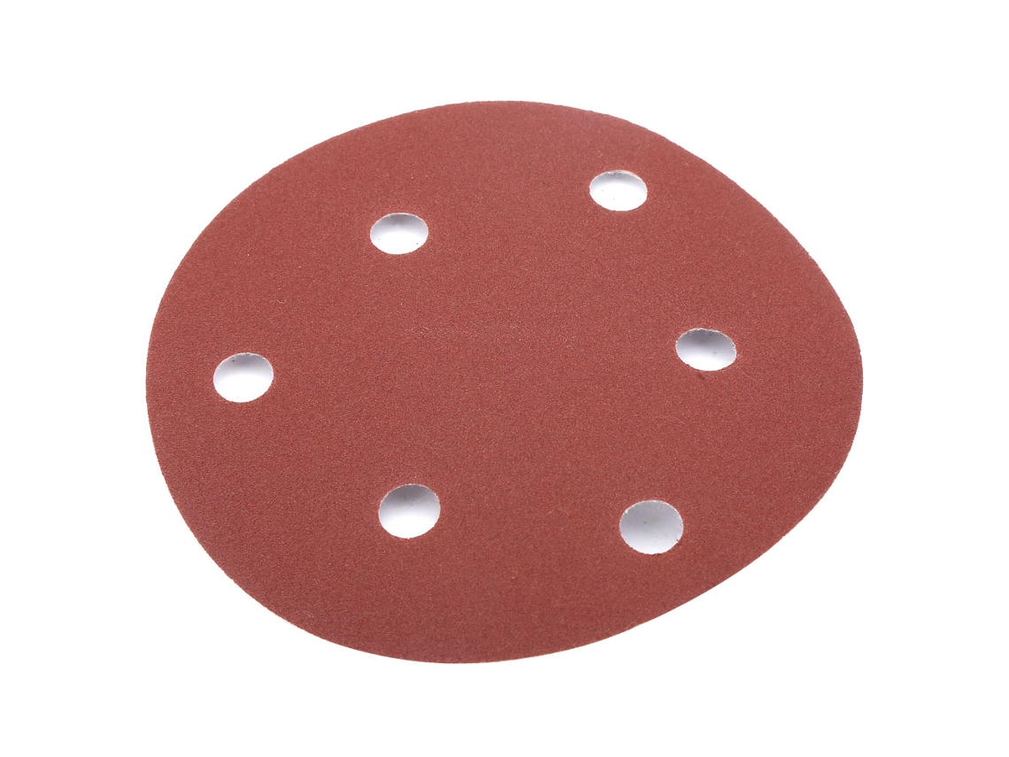 100 Piezas Lija Flocking 125mm 5 Polegadas 6 Buracos Disco De Veludo Dorso (180)
