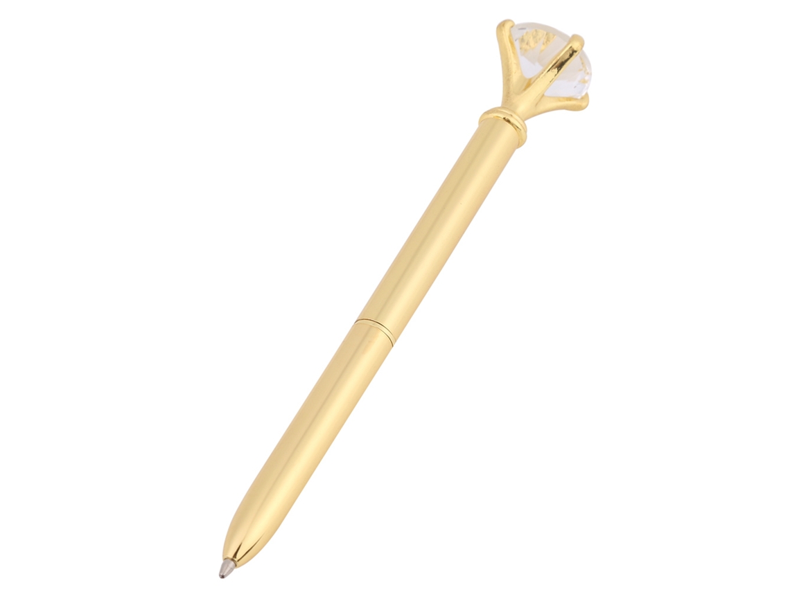 Caneta de Metal com Decoração de Pedras Strass Presente Papelaria Suprimentos de Escritório (ouro)