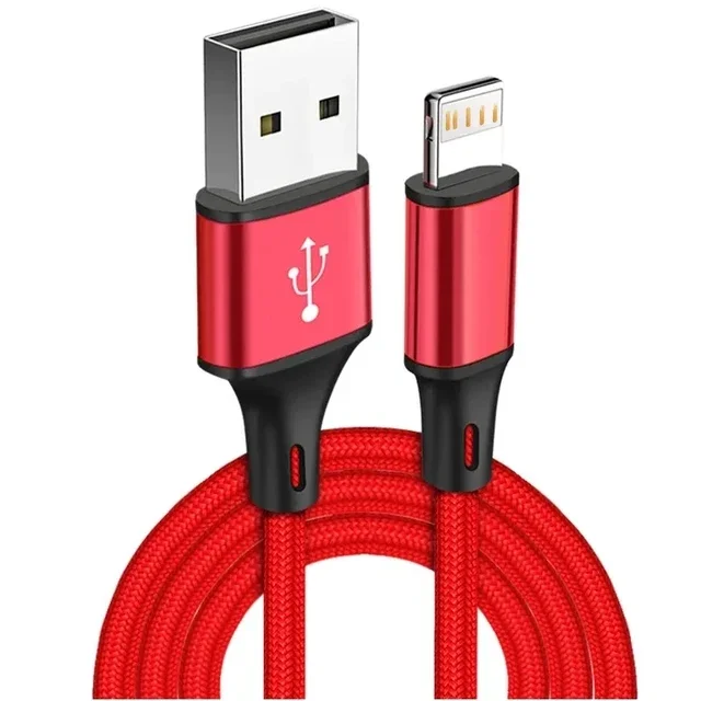 Cabo Usb De 2 M (vermelho), Cabo De Carregamento Rápido, Cabo Trançado Em Nylon.