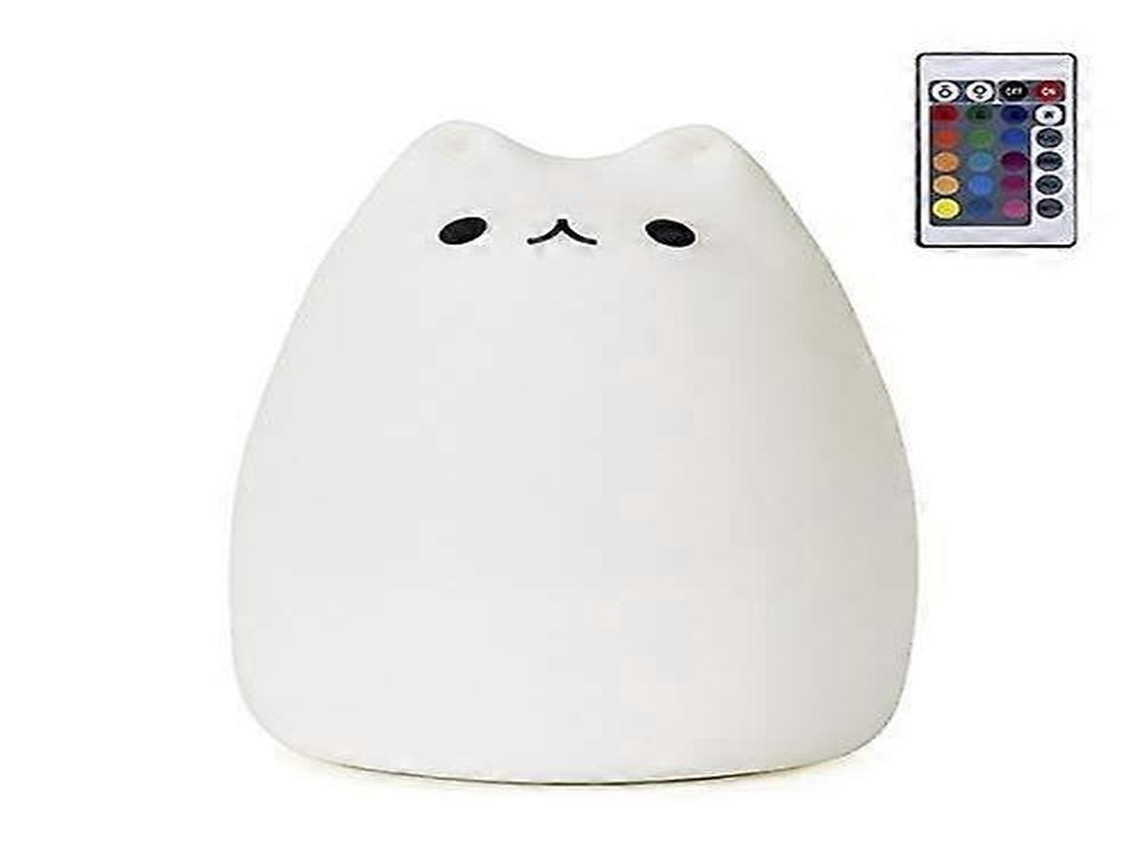 Lurelia Luz Noturna Gato Led Em Silicone Com 16 Cores, 9 Modos E Usb