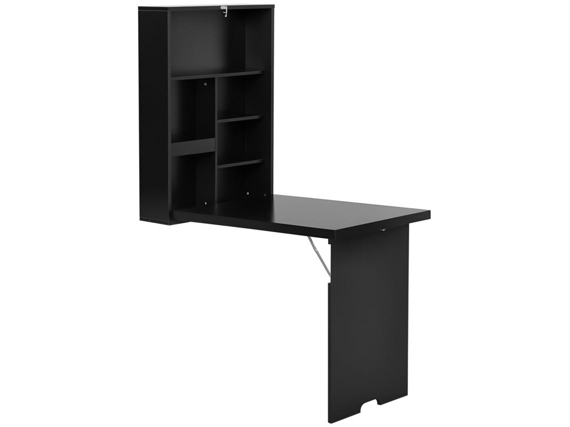 Mesa Dobrável Parede Escrivaninha com Tábua Escrita 60x94,5x147cm Preta
