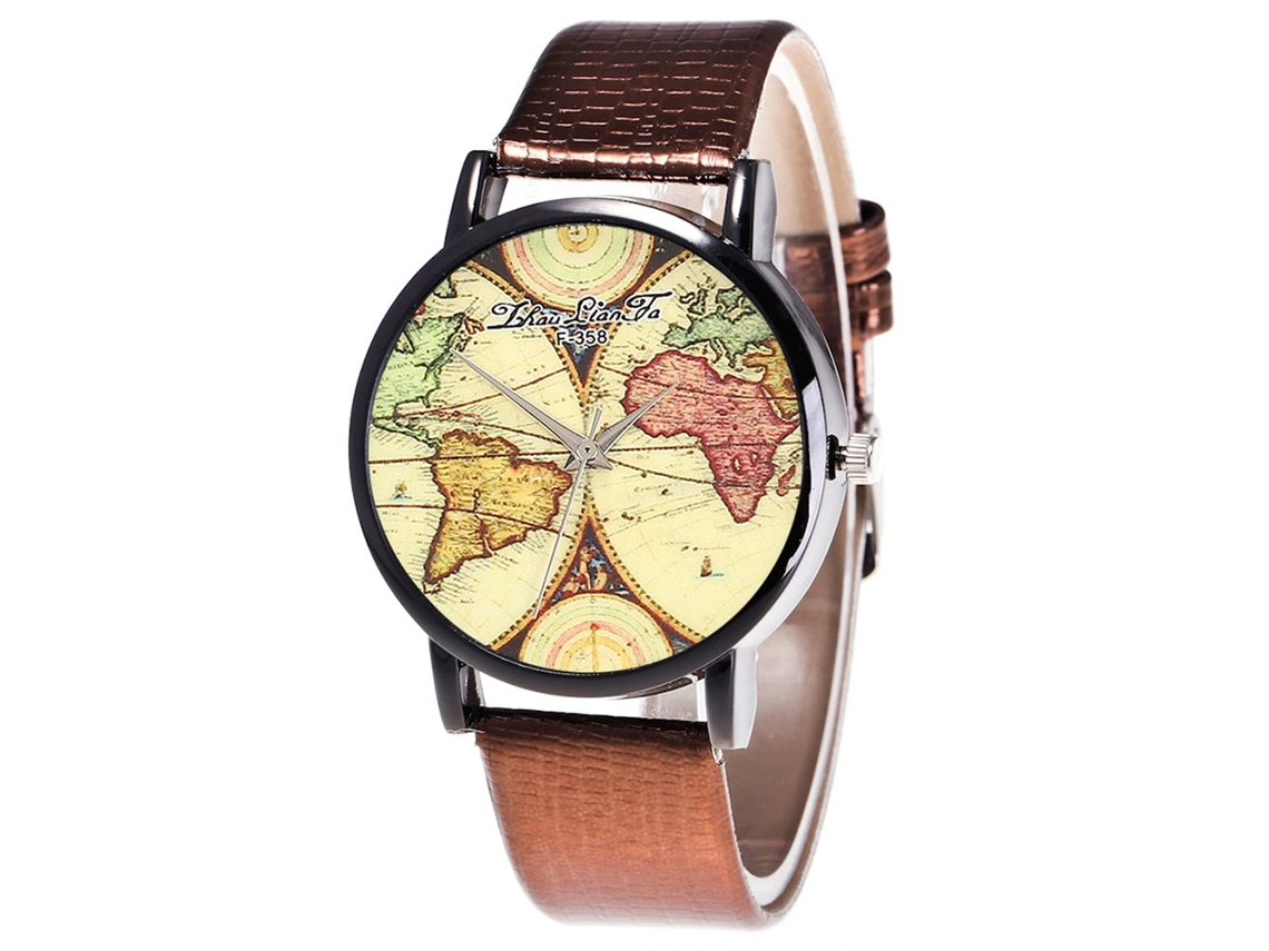 Relógio de Pulso Analógico Quartz Feminino com Pulseira Pu Estilo Elegante Presente Coffee