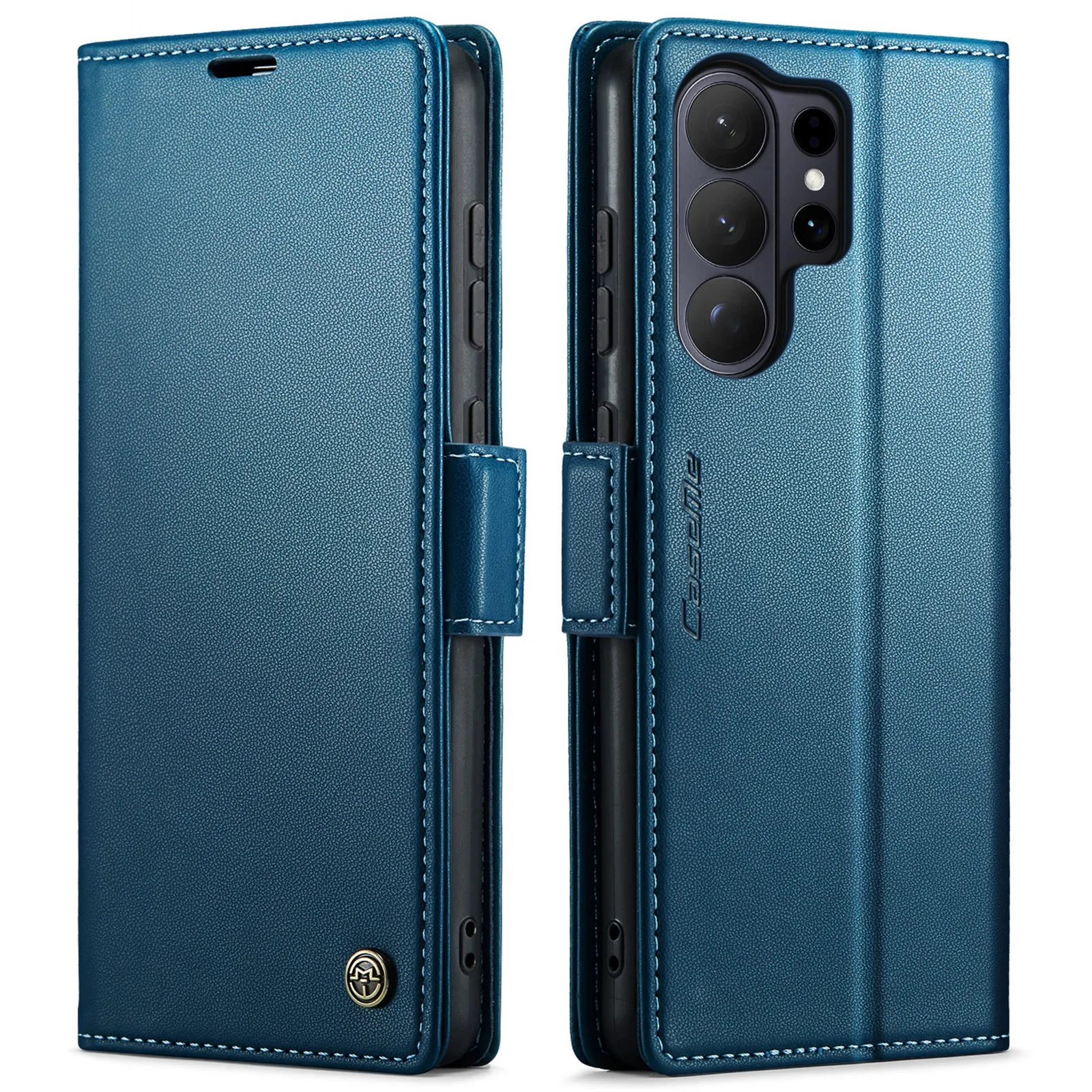 Capa Para Celular (azul, Galaxy S24), Estilo Carteira Flip Em Couro Legítimo, Com Carregamento Magnético E Proteção Contra Quedas.