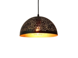 Elegante Luminária Pendente Em Formato De Cúpula Preta E Dourada, Luminária Suspensa Industrial Vintage, Lustre De Metal Para Sala De Jantar Com Base