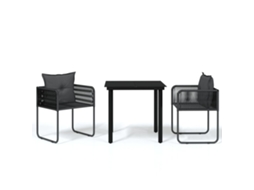 Maison Exclusive - 3 Pcs Conjunto De Jantar Para Jardim Preto