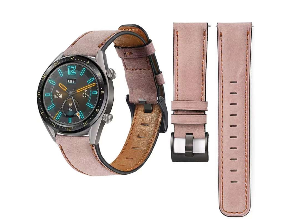 Bracelete Classic Vintage em Pele Ecológico Ticwatch S2 Rosa