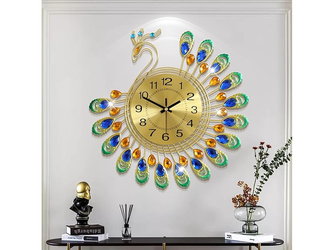 Relógio Panoona De Parede Grande Silencioso, Alimentado Por Bateria, 35,5 Cm (14 Polegadas), Ideal Para Decoração De Sala De Estar. Dourado.