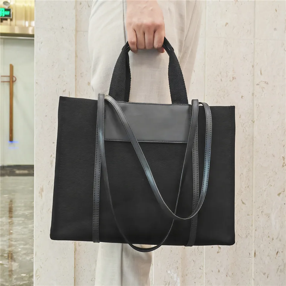 (preta) Bolsa Grande De Lona/sacola/pasta Executiva Portátil Para Mulheres