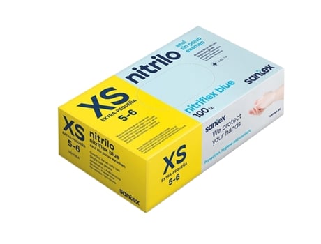 Santex Nitriflex Blue Pack de 100 Guantes de Nitrilo Para Examen Talla s - sin Polvo - Libre de Latex - Ambidiestros - no Esteriles - Color Azul