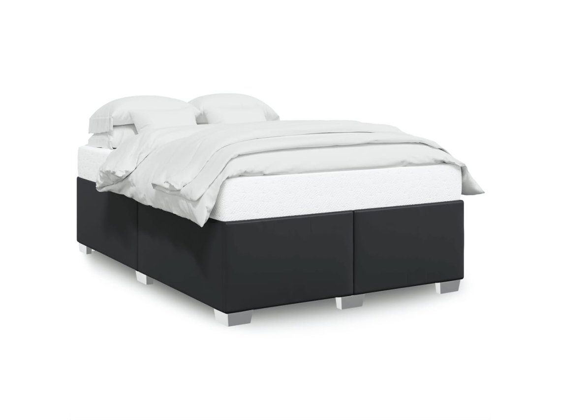 Bed Frame, Bed Frames Vidaxl Preto Couro Artificial (140 X 190 Cm)