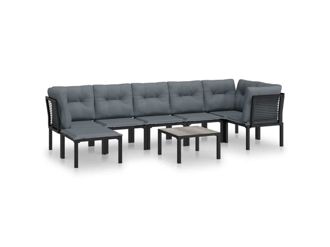 Conjunto de 8 Lounge de Jardim Vime Pe Preto e Cinzento MAISON EXCLUSIVE (8 pcs)