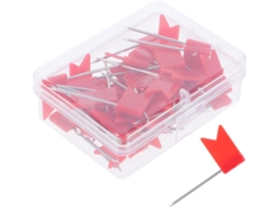 Conjunto de 50 tachinhas de plástico com bandeira vermelha, fáceis de identificar, ideais para marcar mapas em casa e não.