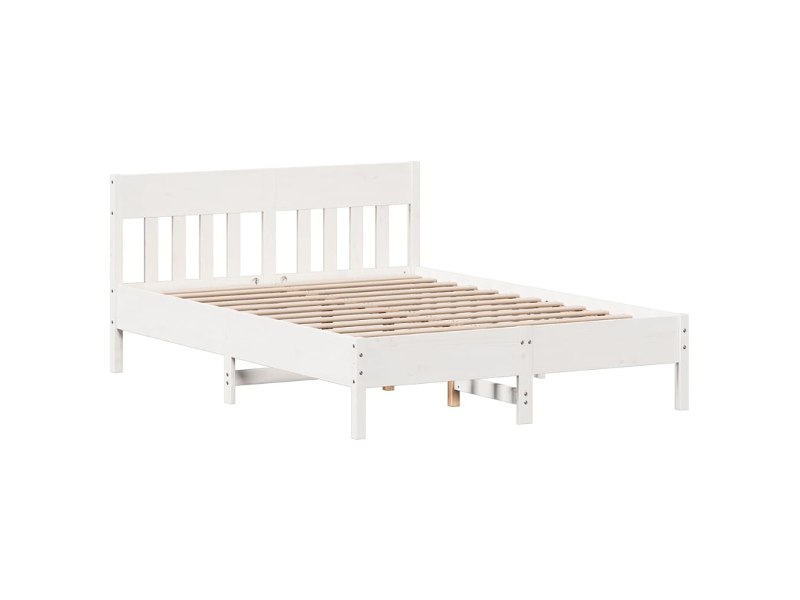 Cama Sem Colchão 135x190 cm Madeira de Pinho Maciça Branco MAISON EXCLUSIVE