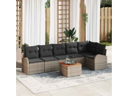 Vidaxl Conjunto De Sofá De Jardim 7 Unid. Cinzeto Vime Pe