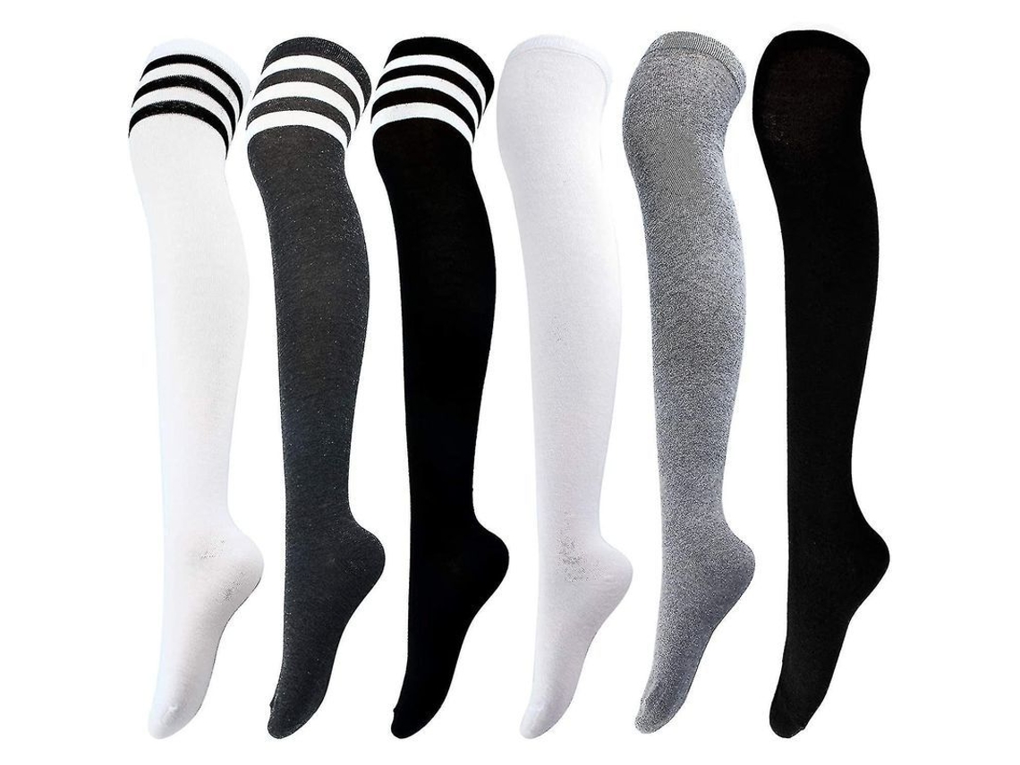 2026 6 Pares de Meias Altas de Coxa Quentes para Mulher Meias Botas Meia Quente
