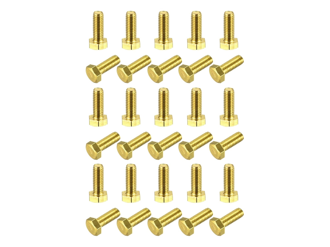 Parafusos Sextavados de Latão, M6x16mm, 30 Pçs, Totalmente Roscados, Grau 4.8 CHABERLU