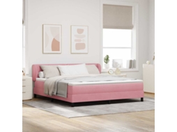 Vidaxl Cama Box Com Cabeceira Rosa 180 X 200 Cm Veludo