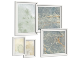 Um Conjunto De Imagens Decorativas Em Uma Moldura Decorações Boho Abstratas Moldura Branca Pinturas De Quarto Espelharte (conjunto De 5 Imagens)