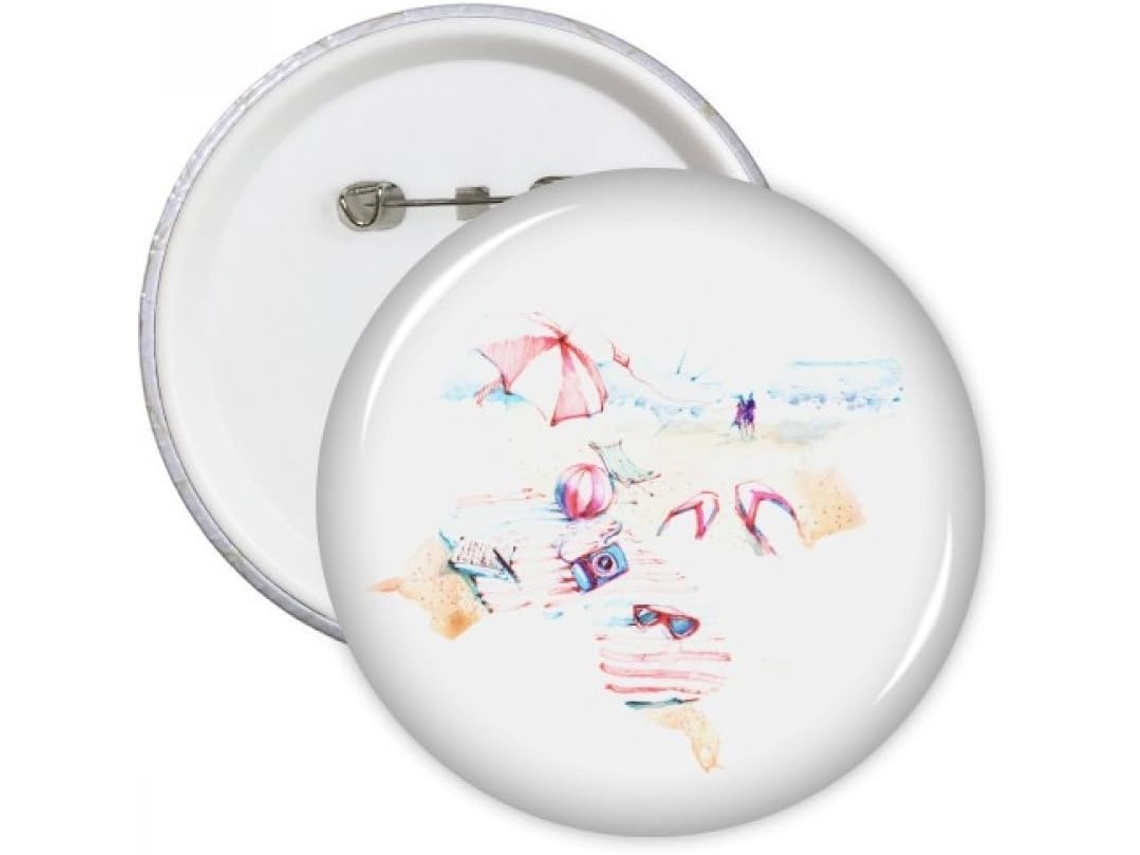 Diythinker Sea Beach Bumbersull Pins Redondos em Aquarela para Decoração de Roupas e Presentes 5 Peças Taman