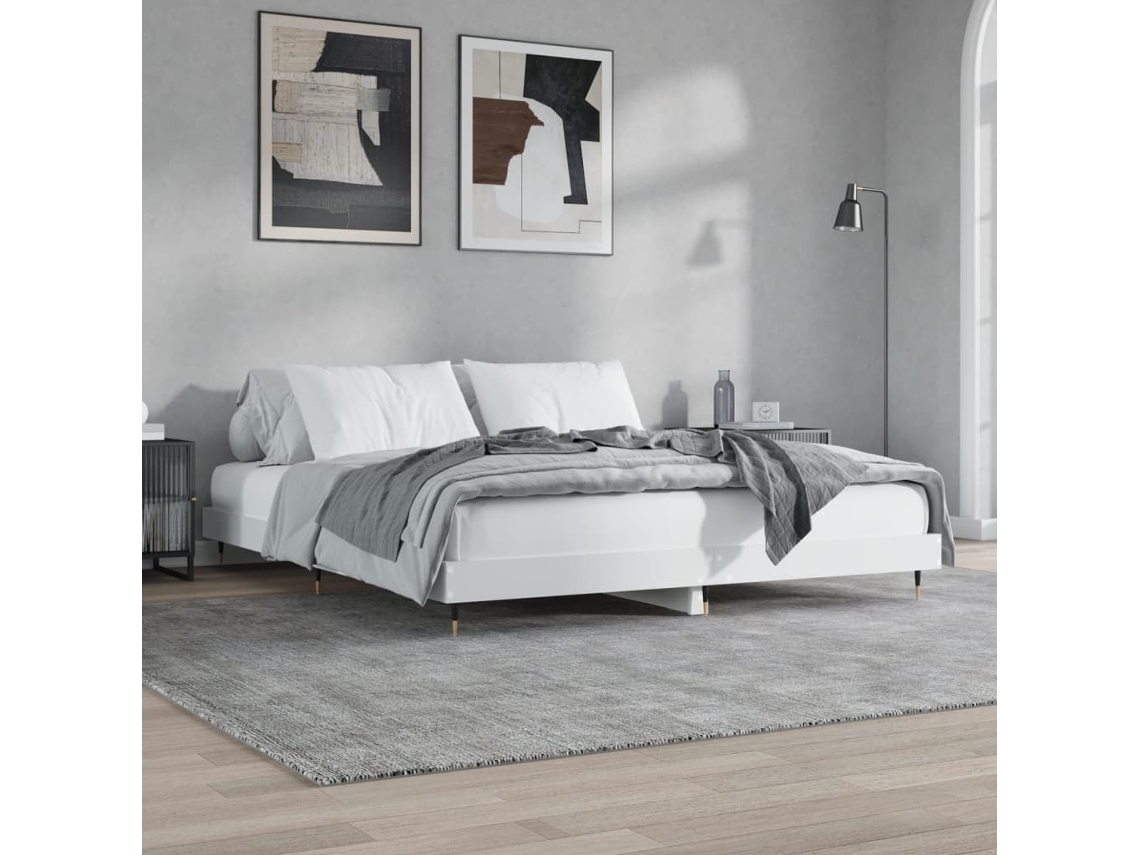 Vidaxl Estrutura de Cama 200x200 Cm Derivados de Madeira Branco
