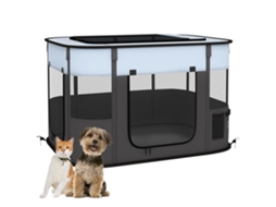 Cercadinho Dobrável para Cães e Gatos, Tecido Oxford, 94 X 74 X 60 Cm, Cinza Preto | S/MARCA