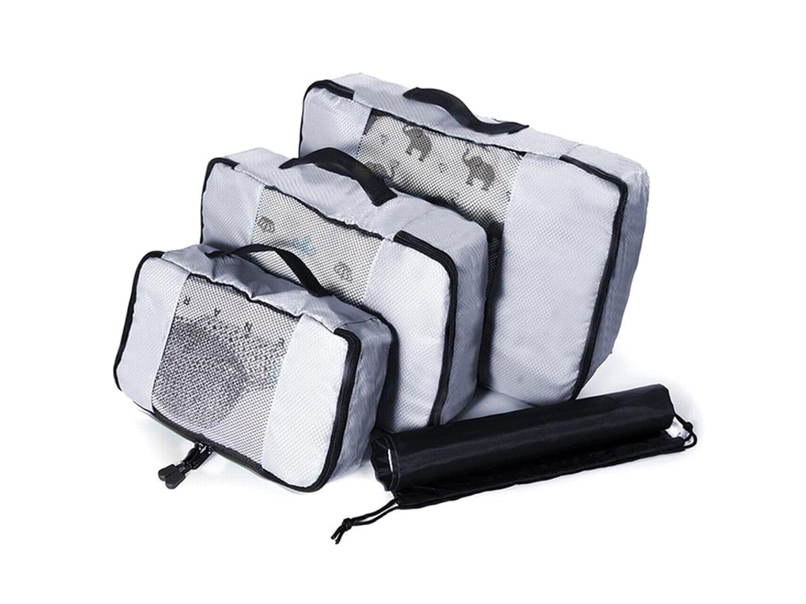 Conjunto de Organizadores Tela, 3 Peças, Cinza BRILVIBERA
