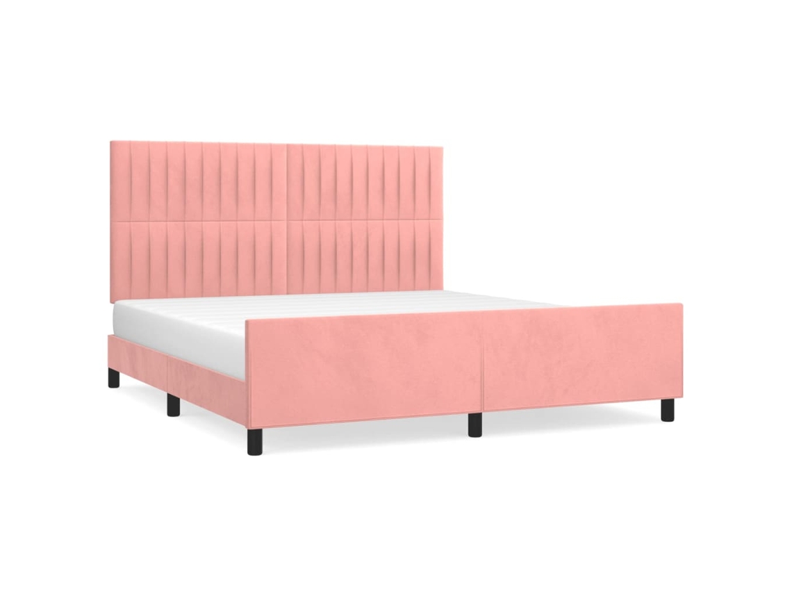 Bed Frame With Headboard, Bed Frames With Headboards Vidaxl Cor-de-rosa Veludo (160 X 200 Cm)