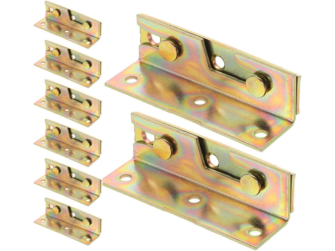 Kit De Ferragens Para Estrutura Cama Com 8 Peças, Dobradiças De Ferro Dourado Reforçadas Para Fácil Instalação E Uso