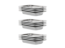 Vidaxl Recipientes Gastronorm 12 Pcs Gn 1/4 40 Mm Aço Inoxidável