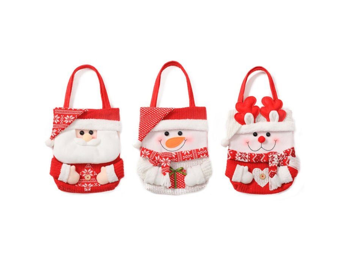 Sacolas De Presente De Tecido Natalino, Sacolas De Presente De Tricô Com Estampas Natalinas Para Doces, Enfeites De Árvore De Natal.