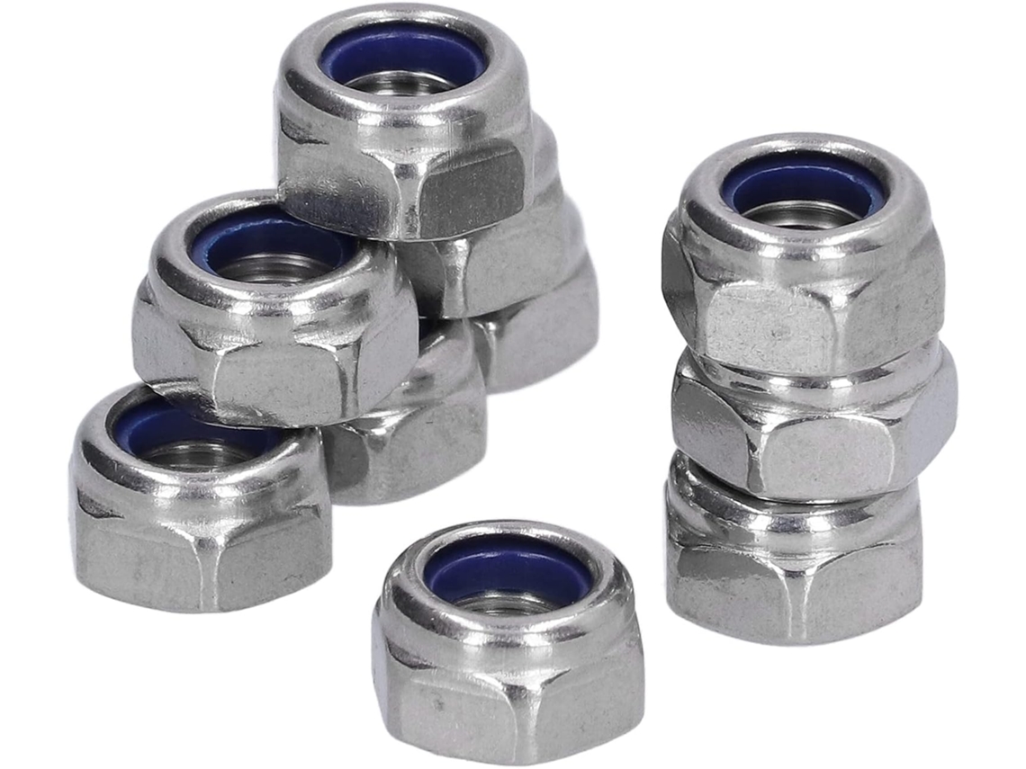 Porcas Sextavadas, 100 Peças, Aço Deslizante, Nylon Insert, Autotravantes, Para Manutenção, Indústria, Construção E