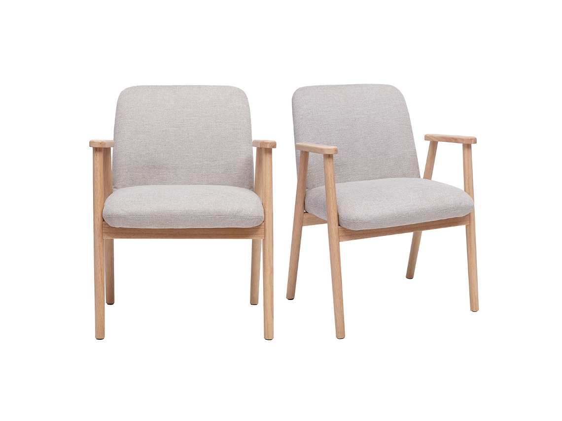 Sillas de Tejido com Efeito Terciopelo Texturizado Bege e Madera Clara Kitty MILIBOO (lote de 2)