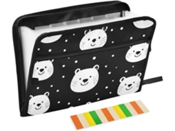 Pasta Organizadora Com Vários Bolsos E Estampa De Urso Desenho Animado, Tamanho A4 E Carta, Com Fechamento Em Zíper