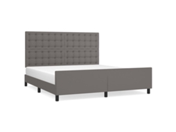 Bed Frame With Headboard, Bed Frames With Headboards Vidaxl Cinzeto Couro Artificial (180 X 200 Cm)