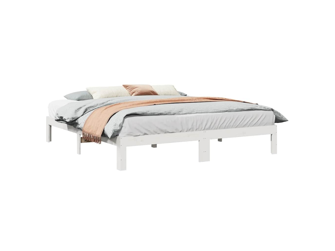 Vidaxl Cama Sem Colchão 180x200 Cm Madeira De Pinho Maciça Branco