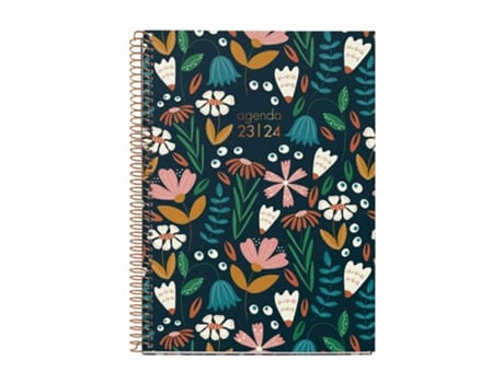 Agenda Escolar A5 Semanal Espiral MIQUELRIUS 18 Meses Flowery 2023/24 Mr34764