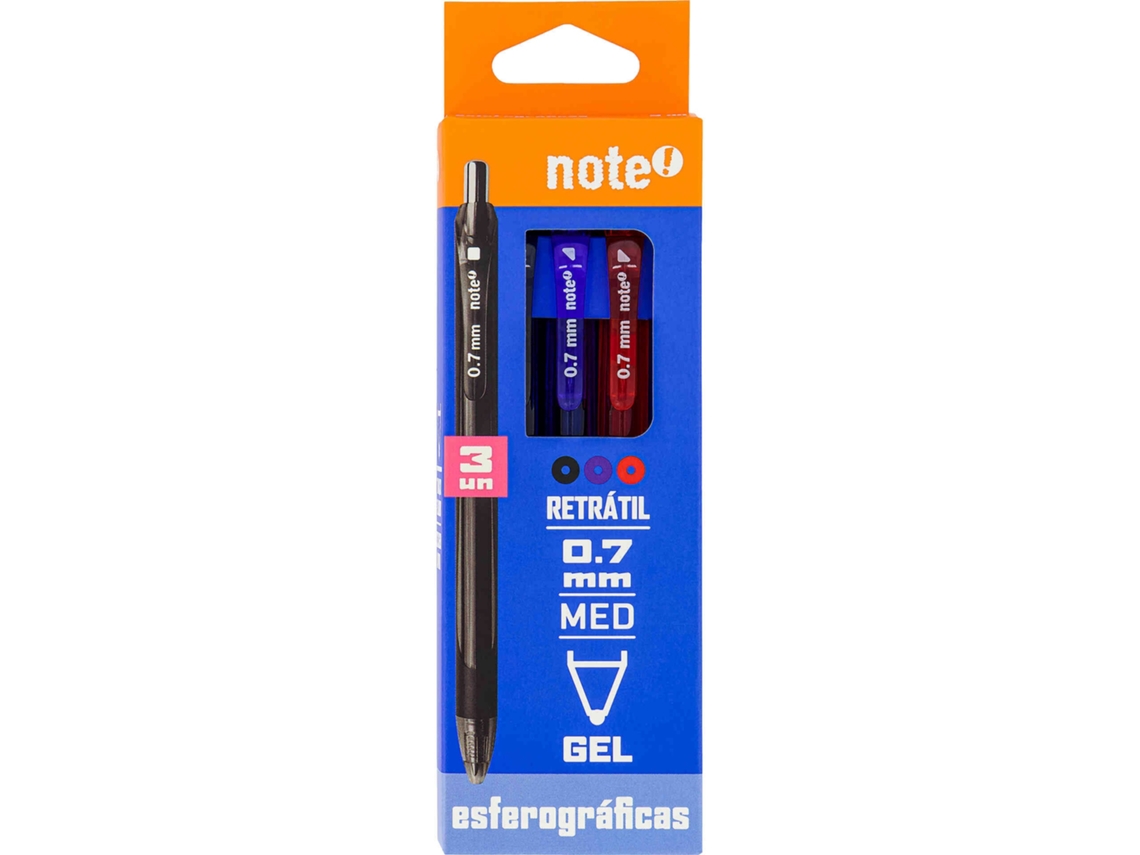 Conjunto 3 Esferográficas De Gel Retráteis Note!