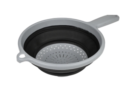 Escorredor Redondo Dobrável Com Alça, Preto, 22cm, Tpr+pp, Coador De Cozinha