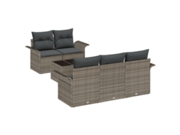 Conjunto 6 Conjunto De Sofás De Jardim Vidaxl Cinzento Vime Pe (55 X 55 X 37 Cm)