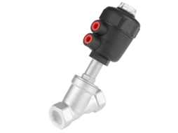 Válvula De Banco Angular Dn25 1'' Aço Inox Com Atuador Neumático Plástico