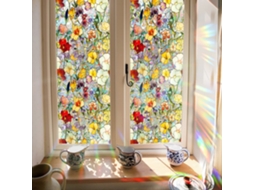 Adesivo De Janela Floral Retrô 43x100cm Com Proteção Uv, Xcbl036
